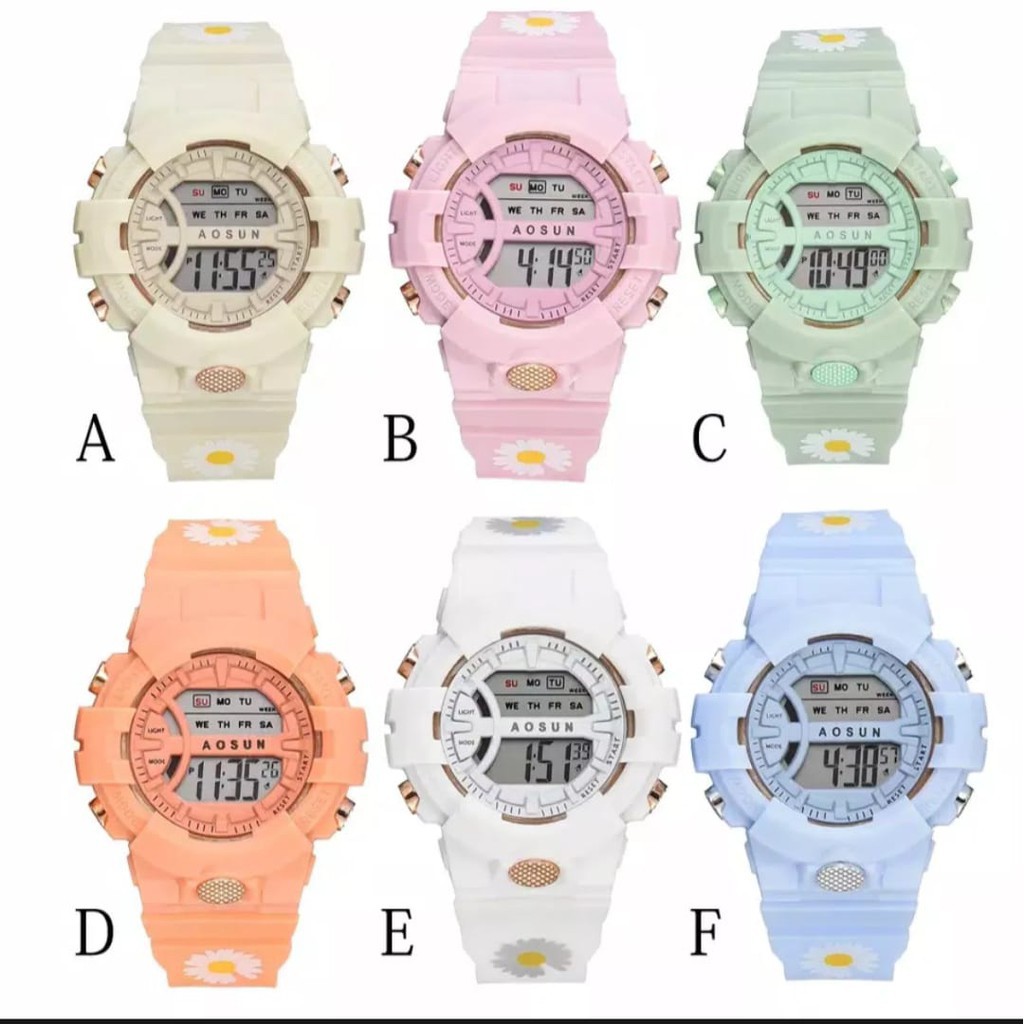 (DG)Jam Tangan Wanita Fashion Aosun Digital Bunga Bulat SS-19