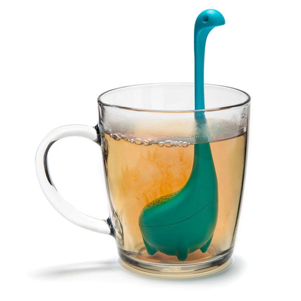 QUINTON Dinosaurus Tea Infuser Tahan Panas 1pcs Silikon Food grade Untuk Loose Tea Drinkware Alat Seduh Teh Saringan Teh