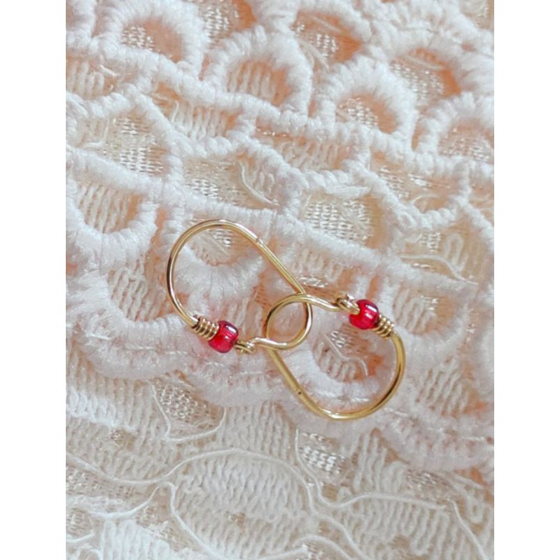 Anting Knip Bayi Mata Merah Emas Muda 1/4 gr