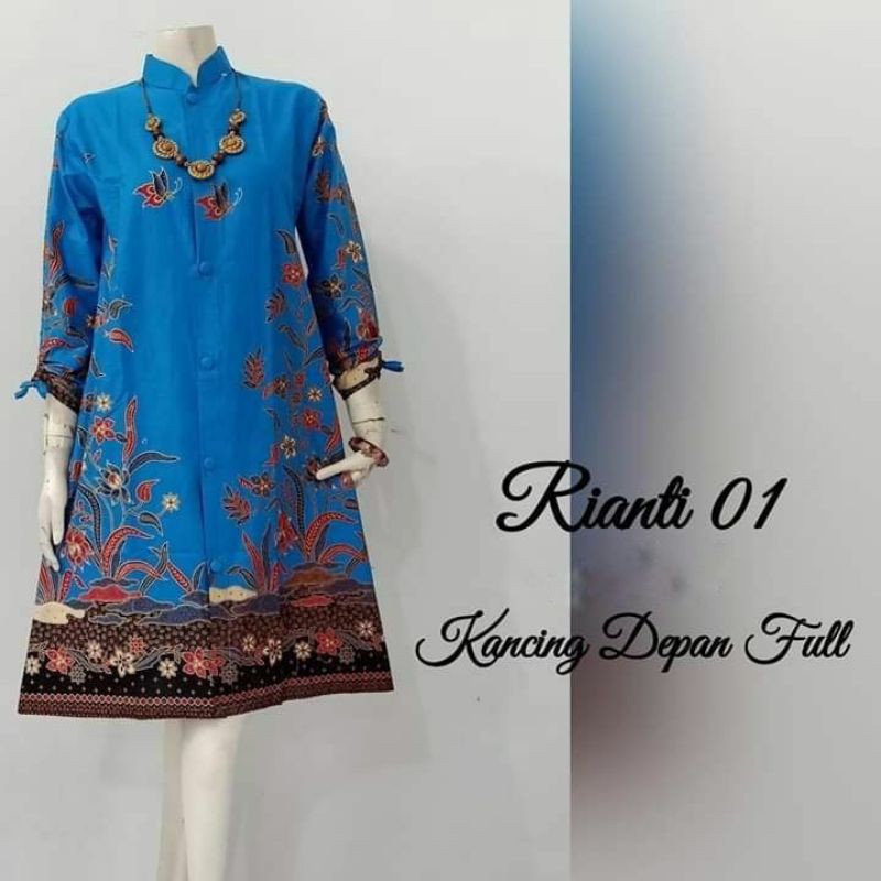 Rianti Tunik Batik PRIMIS HALUS UNGGUL JAYA HQ Kancing Depan Full