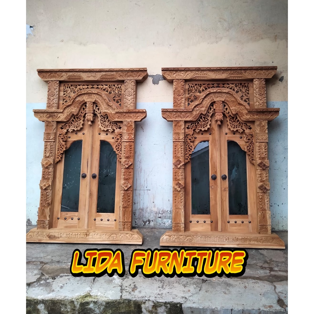 jendela pintu gebyok jati ukir jepara pintu pake kaca