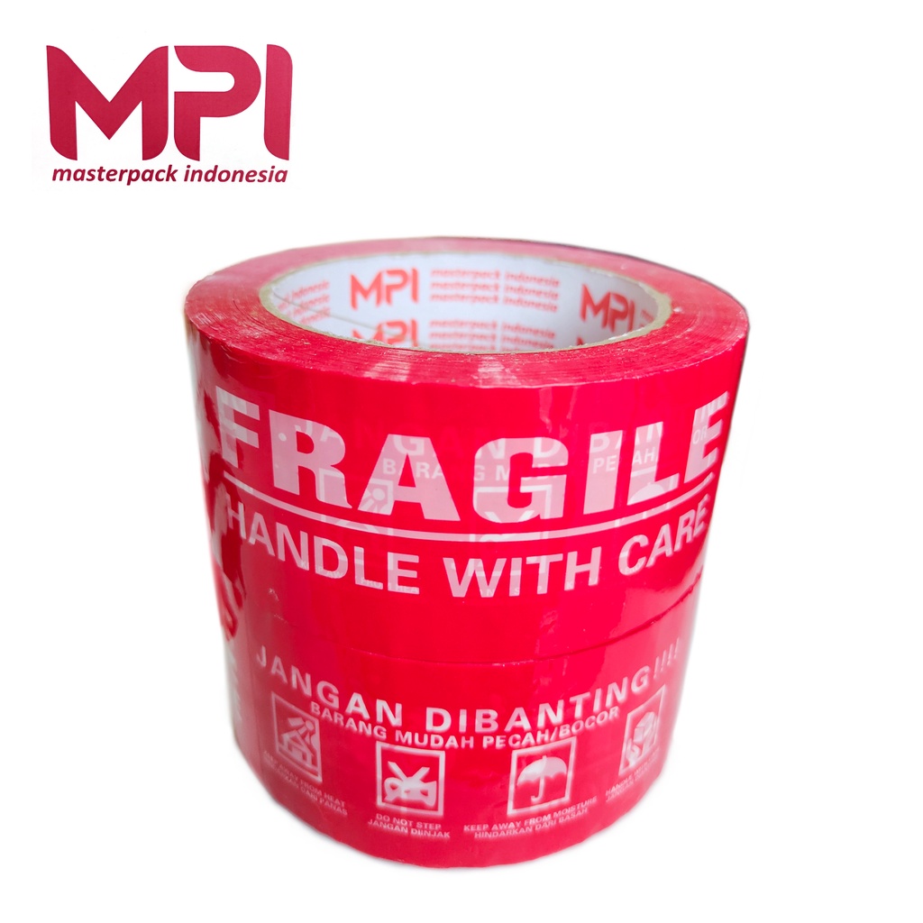 Lakban Fragile Merah Handle With Care 100 METER Jangan Dibanting MPI