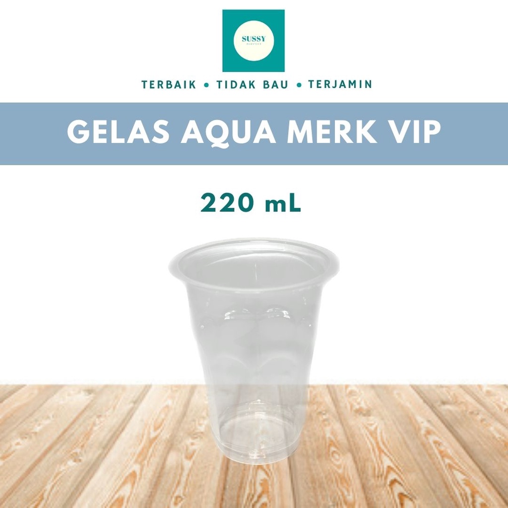 GELAS CUP PLASTIK AQUA 220ml ISI 50