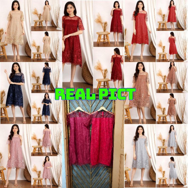 JVIN COLLECTION - DRESS JOVITA PAULA BRUKAT BORDIR TULLE MUTIARA BROKAT TILLE BROKAT TILE DRESS 7 WA
