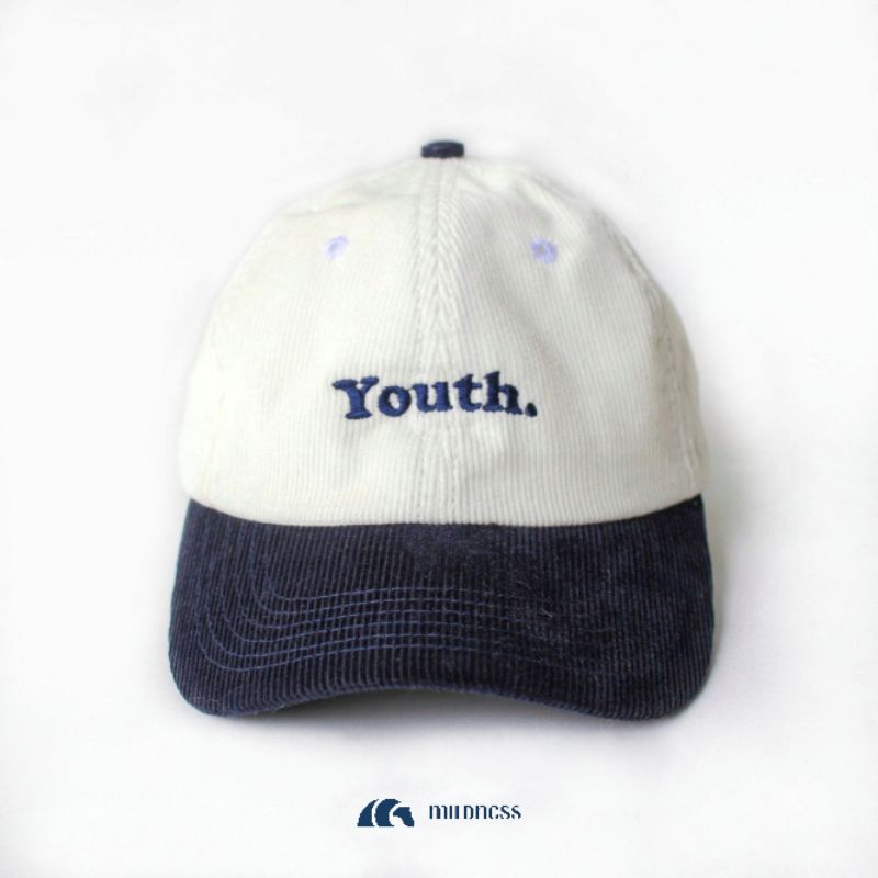 Mildness - Topi Corduroy Baseball Caps Hat Vintage Youth Premium Navy Broken White