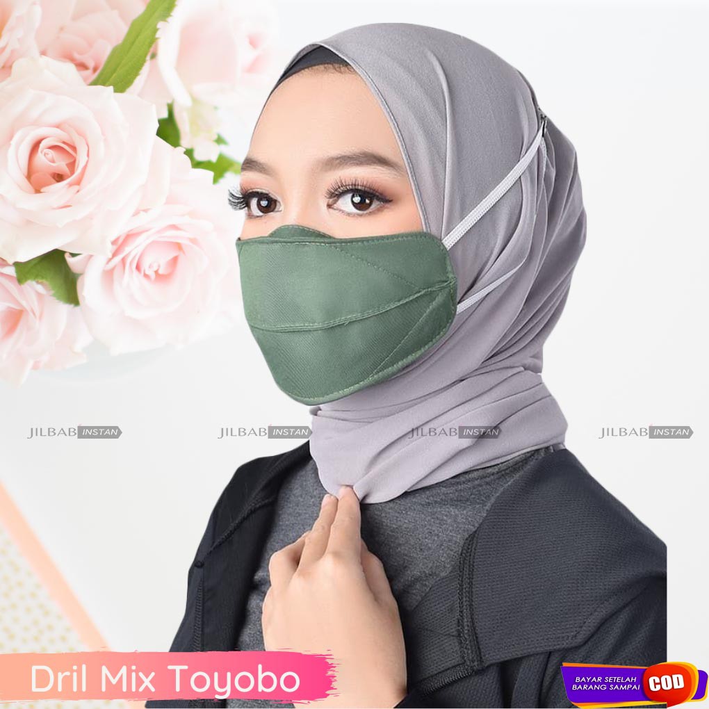 Masker 4D 3 Ply Earloop Evo Polos Kain Drill Mix Toyobo 3 Lapis Premium Adem Anti Pengap