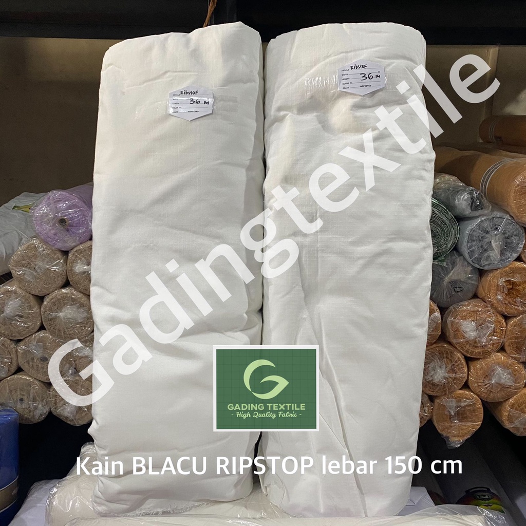 ( per setengah meter ) kain BLACU RIPSTOP BW lebar 150 cm belacu blaco ribstok bultop polyester bahan tas topi sepatu baju kemeja celana printing sublime