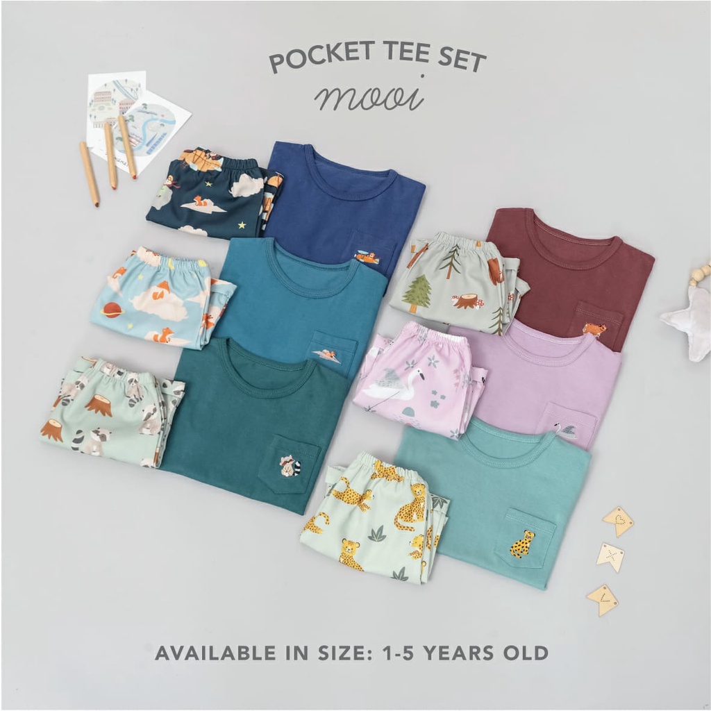 Mooi New Color  Pocket tee set - Setelan Kaos Anak