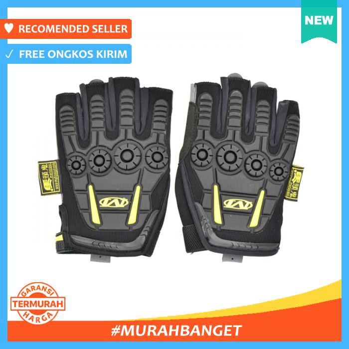 Sarung Tangan Rider Kulit Mtg001 Gloves Pendek Hitam Pengendara Motor