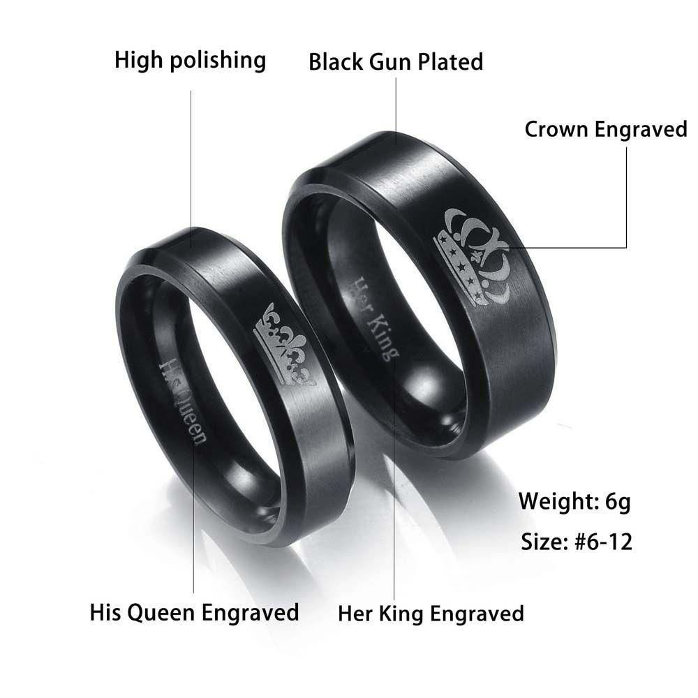 Needway   Mahkota Cincin Pasangan Sliver Unisex Pasangan Cincin His Queen Anti Karat Untuk Pria Wanita Gaya Korea Ring