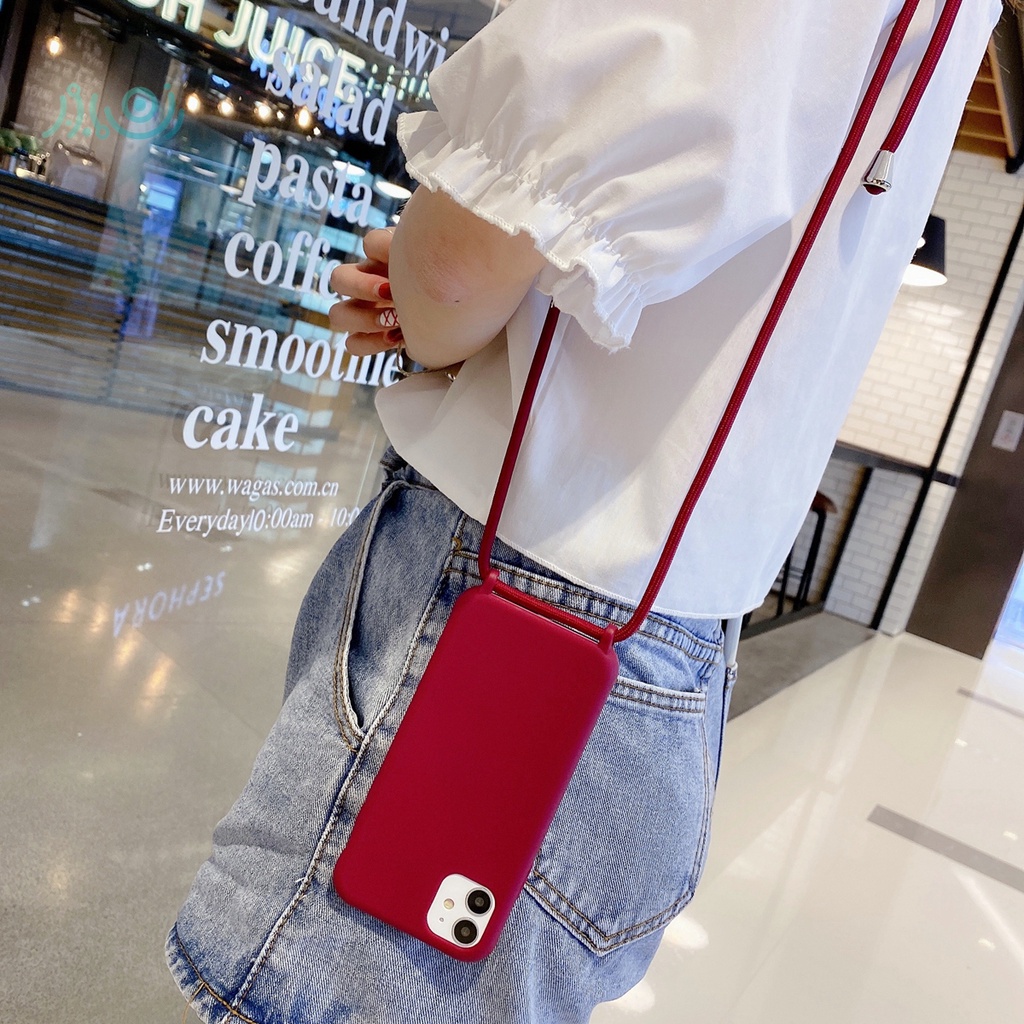 Case Silikon Warna Permen Dengan Tali Lanyard Untuk Iphone 12 / 12 Pro Max / 12 Mini / 11 Pro Max