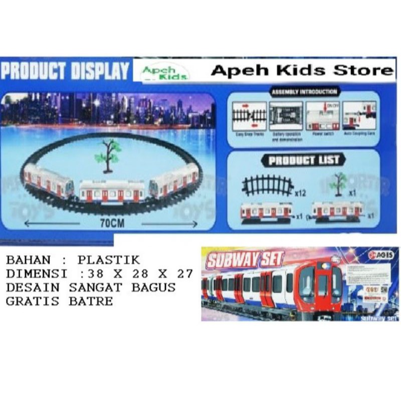 Mainan Kereta Api Subway Set MRT bisa berjalan di lintasan Rel