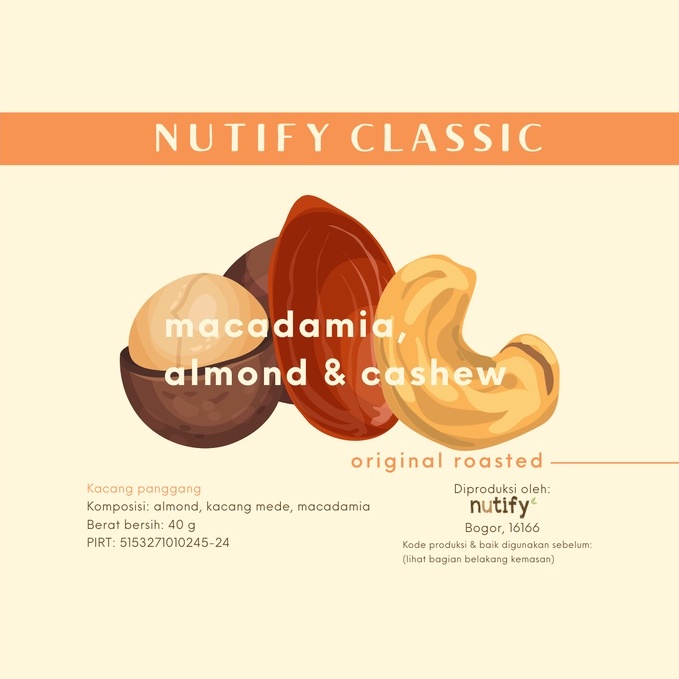 Salted / unsalted Macadamia Almond Cashew - Nutify Classic-Original Plain