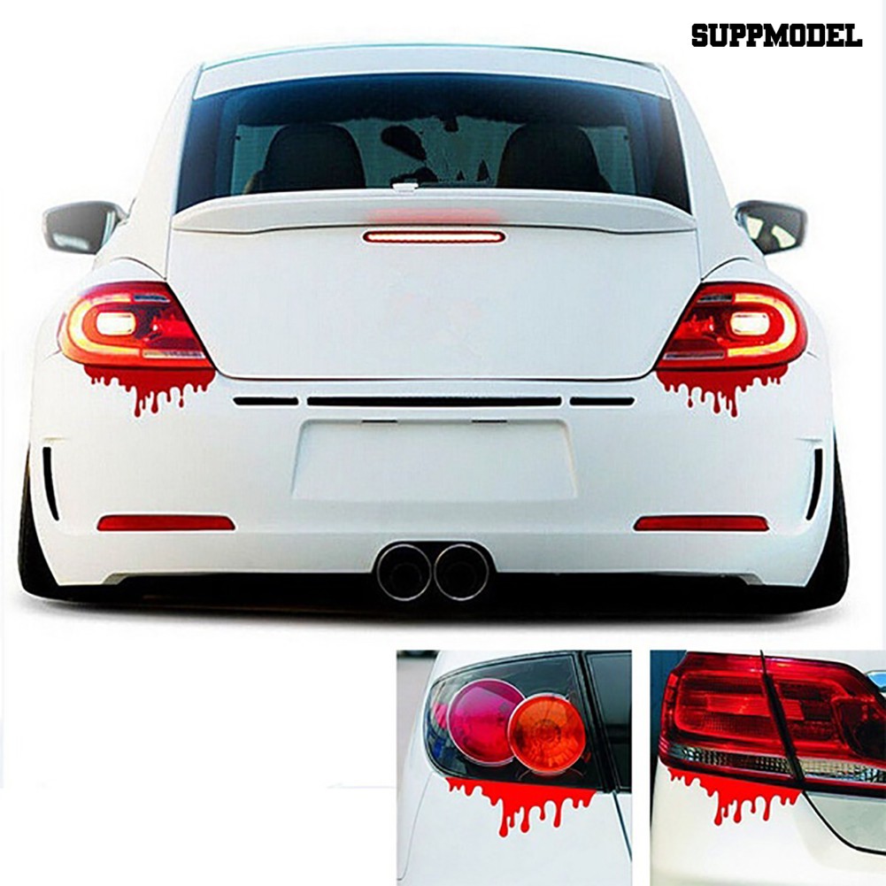 Supmodel 2pcs Stiker Reflektif Motif Darah Merah Untuk Dekorasi Body Bumper Mobil