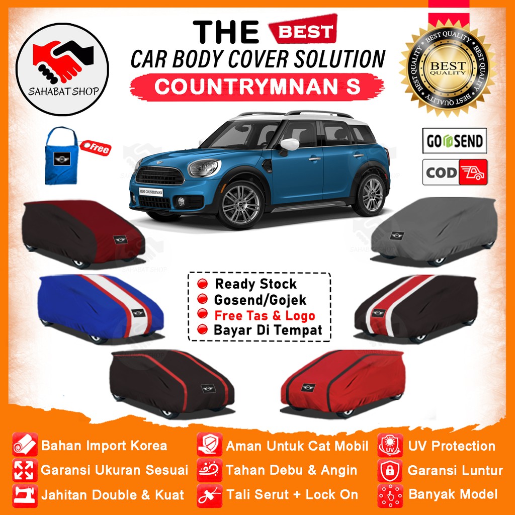 Sahabat Body Cover Mobil Countryman / Sarung Penutup Mini Cooper Countryman S Outdoor / Selimut Jas Pelindung Tutup Mantol Mantel Pembungkus Kerudung Kelambu Kerodong Tutupan Bungkus Terpal Mobil Countryman Waterproof Anti Air Model Orange