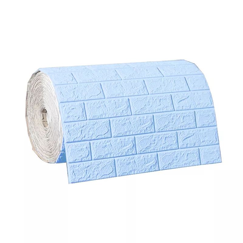 WALLPAPER DINDING ROLL WALLPAPER 3D FOAM BATA ROLL ROLLAN-Biru bata roll