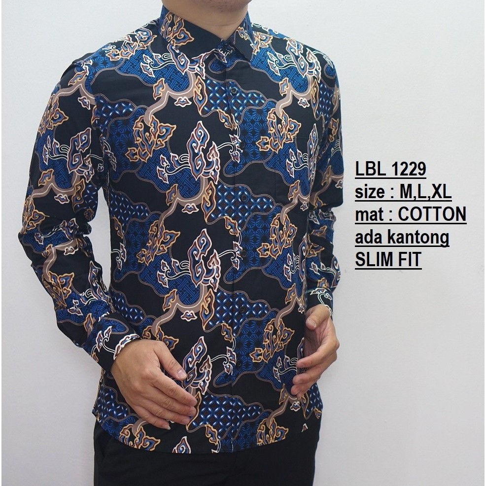 Luigi Baju Batik Pria | Kemeja Batik Slimfit | Lengan Panjang Hem Katun LBL1229