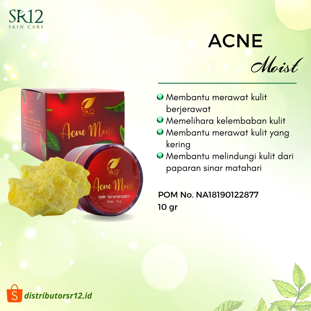 Acne Moist SR12 Cream Penghilang Jerawat BPOM Menjaga Kelembaban dan Melindungi Kulit dari Sinar UV