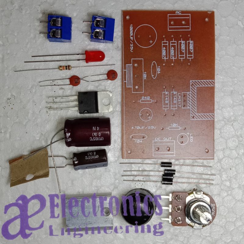 LM317 Adjustable Power Supply Kit Continuous Adjustable DC Power Supply DIY Pembelajaran Pelatihan.
