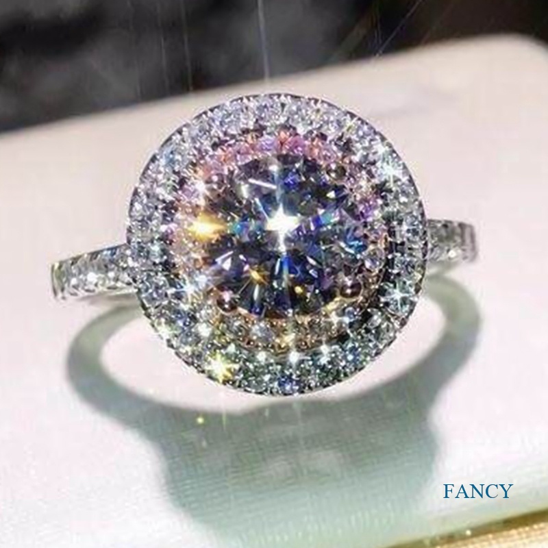 Cincin Sterling Silver 925 Hias Berlian Warna Pink Untuk Wanita