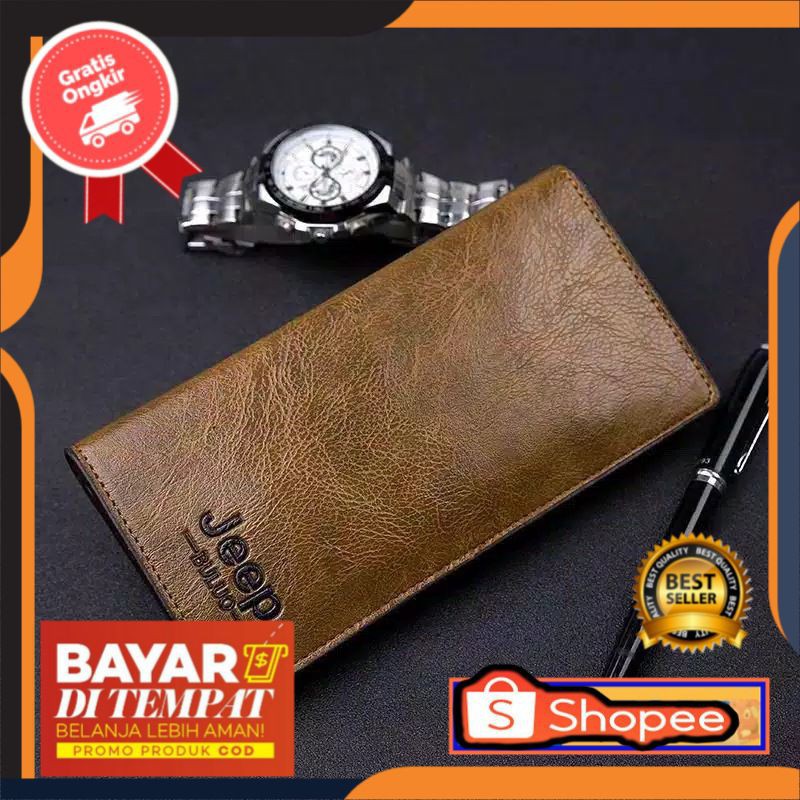 Dompet Cowok Kulit Lipat Panjang Original Import Murah