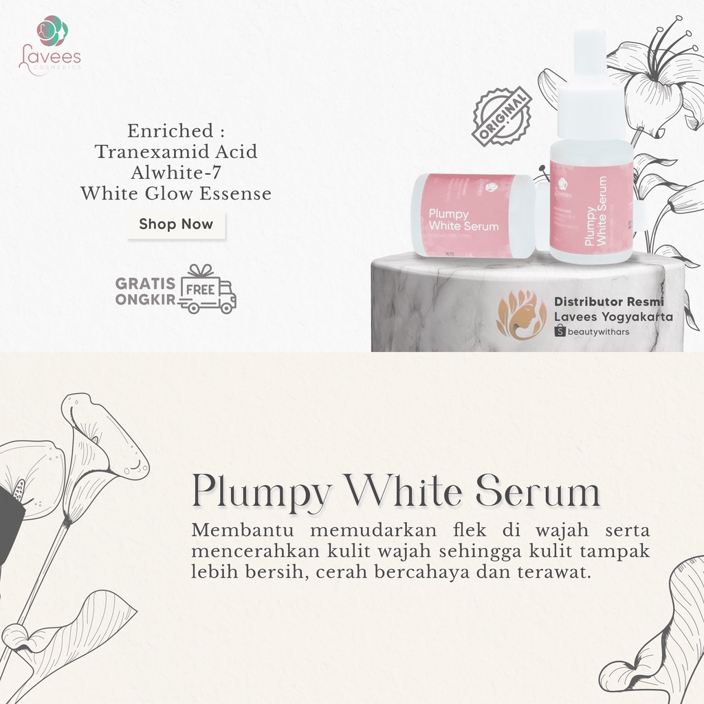LAVEES skincare perawatan wajah Lavees Cosmedics Plumpy White Serum Mencerahkan Kulit Wajah dan Flek