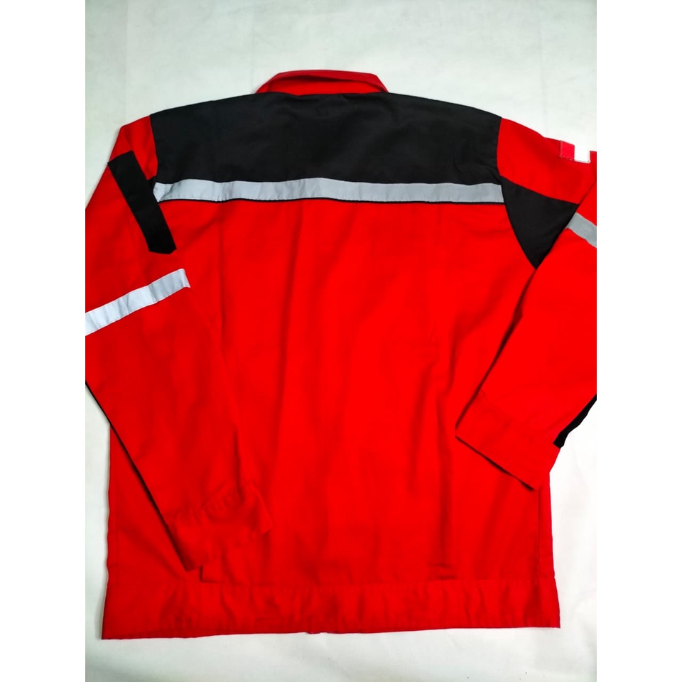 Kemeja Safety Baju Proyek | Wearpack Atasan Merah - Hitam