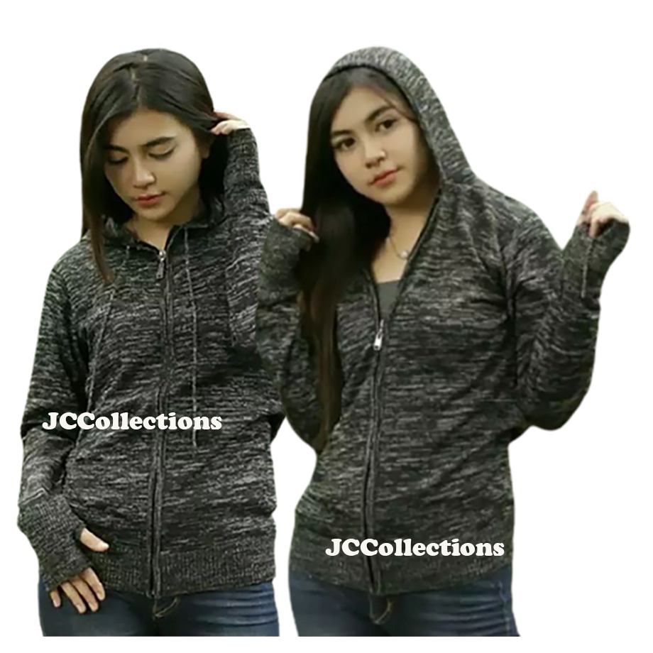 Jaket Rajut Twotone Arielli Knitting Sweater Hoodie Roundhand - JCCollections