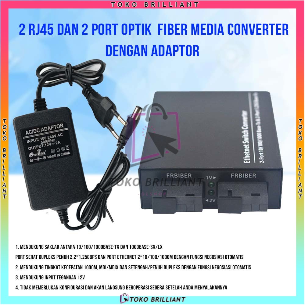 TERBARU BISA COD - MEDIA CONVERTER 2 FIBER 2 ETHERNET CM2F2E 2F2E-ConverterSaja / FULLSET