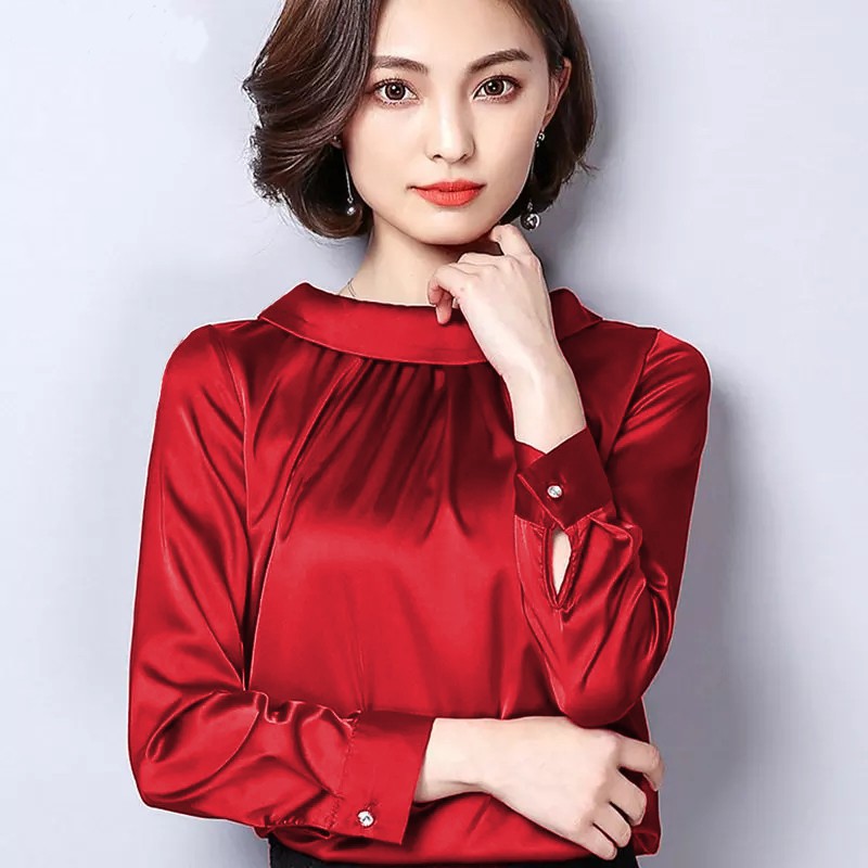 Blouse leher tinggi Wanita Gaya Korea Model Terbaru - XSHOP Eunike