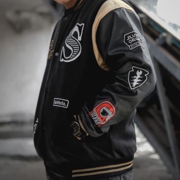 Varsity Jacket Full Bordir Sunmori Salvio Hexia Jaket Varsity Pria Premium HITAM LEATHER Nascar Varsity Baseball Jacket Vintage Jaket varsiti