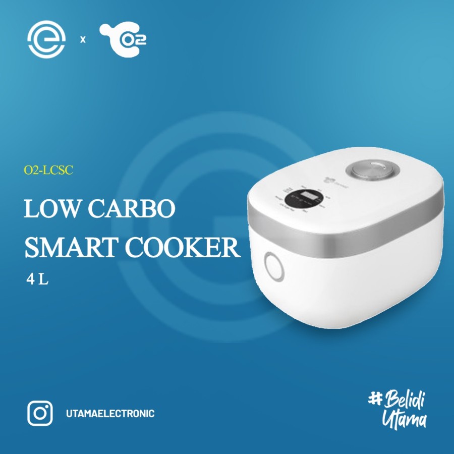Oxynic O2-LCSC Rice Cooker 4 Liter Putih - Smart Cooker Low Carbo dengan Berbagai Mode Memasak