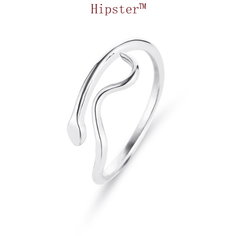 Korean Style Simple Versatile Personality Fine Snake-Shaped Wavy Adjustable Ring