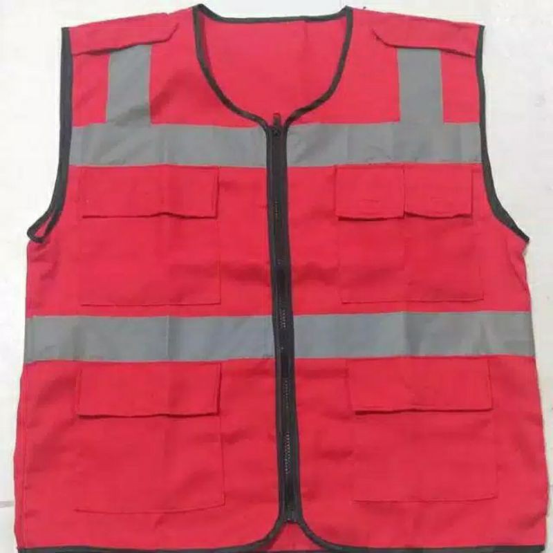 Rompi Safety Vest Pria Bahan Drill 4 Kantong