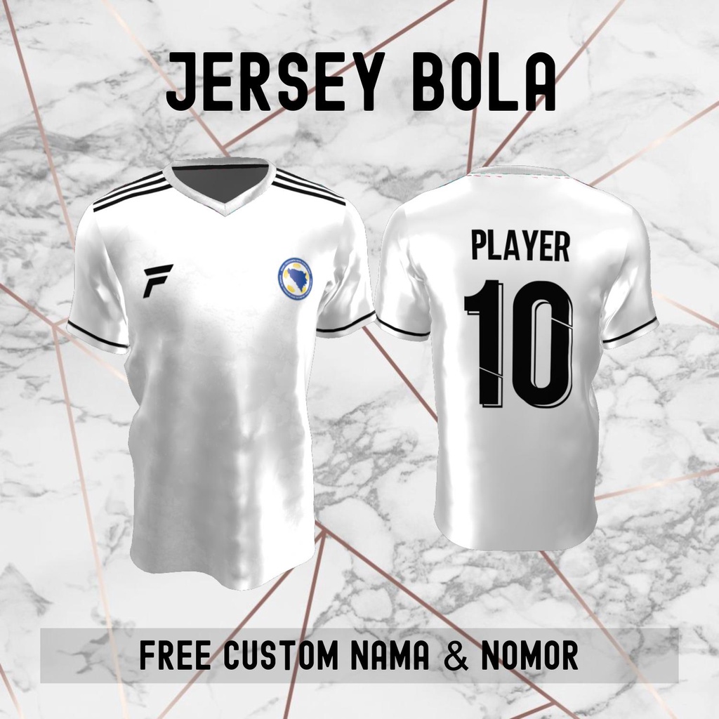 Jersey Bosnia Herzegovina Timnas Negara Bola Baju Kaos Custom Nama dan Nomor Punggung - 252