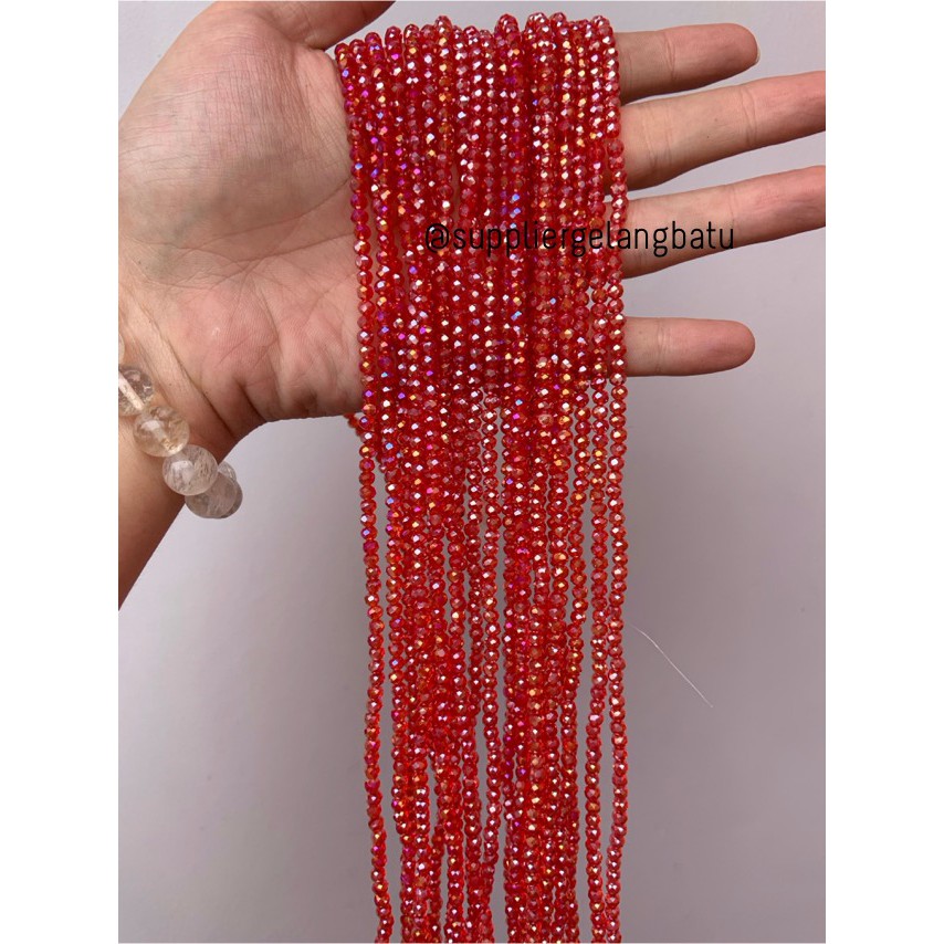 Kristal Ceko 4mm red quartz merah kuarsa bahan aksesoris premium craft