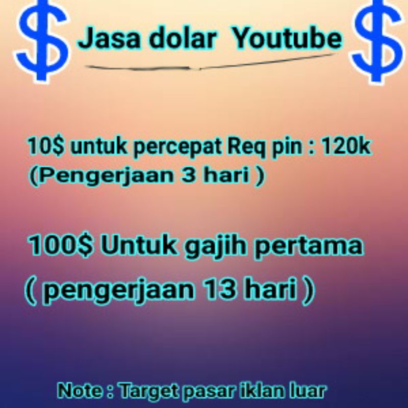 JASA DOLAR YOUTUBE