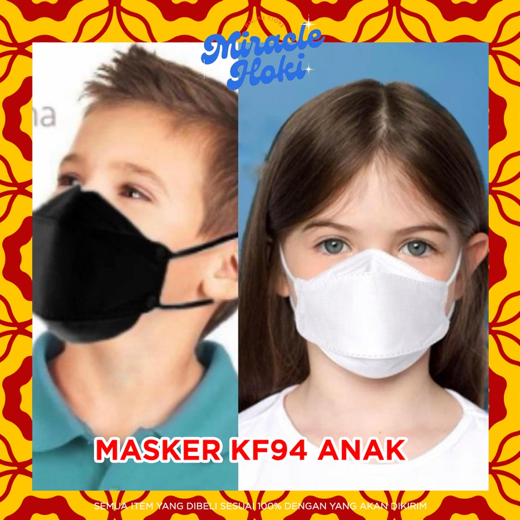 Masker Anak KF94 Korea 4ply Masker kf 94 ANAK isi 10pc - HITAM/PUTIH