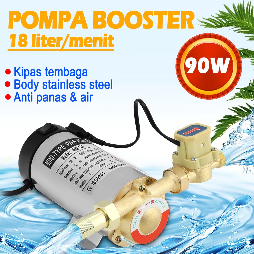 Pompa Pendorong Kran Air Booster Pump 90 Watt Mesin Pompa air Otomatis Pompa Dorong Kran Shower