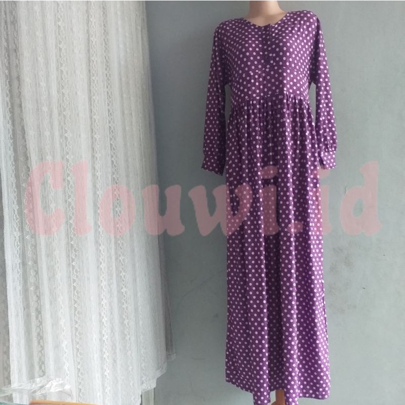 [HIBAH] Gamis Polkadot Ungu