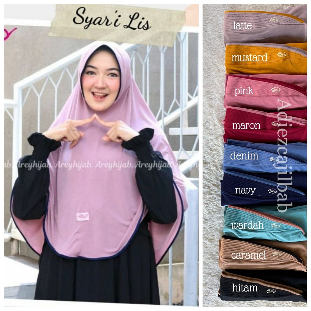 HIJAB INSTANT AREY SYAR'I LIST JERSEY//JILBAB JUMBO SYARI LIST BY AREY HIJAB-5