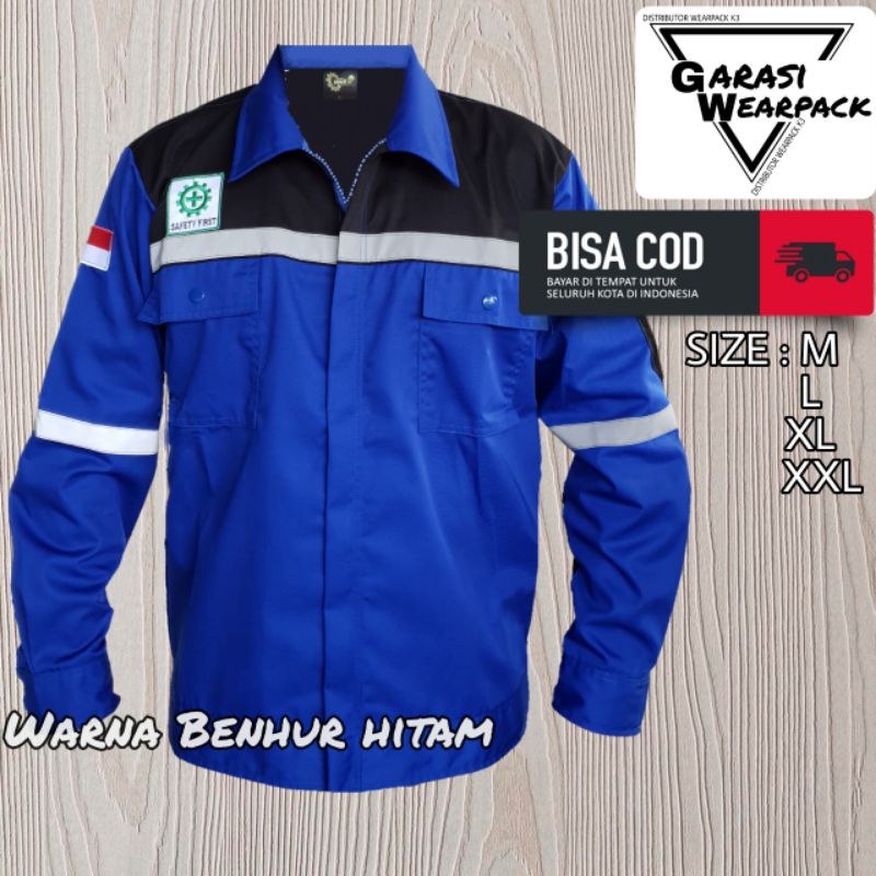 Baju Kerja Safety APD K3/ Wearpack Atasan/ benhur kombinasi hitam 100 original