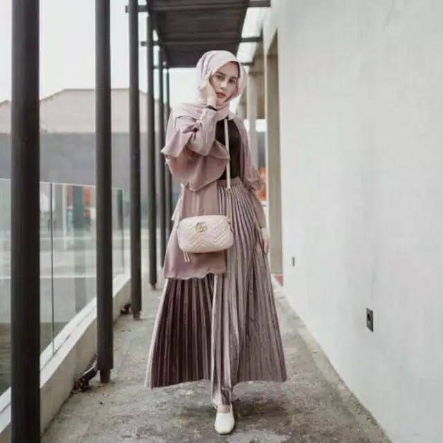 (BISA COD) ROK BLUDRU PLISKET VELVET MAXY IMPORT/ROK PLISKET BLUDRU IMPORT / ROK BLUDRU PANJANG