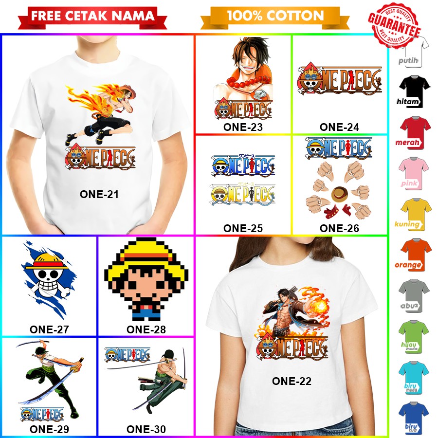 [FREE NAMA!!] Baju Kaos COUPLE  ANAK DAN DEWASA ONE PIECE BANYAK MOTIF