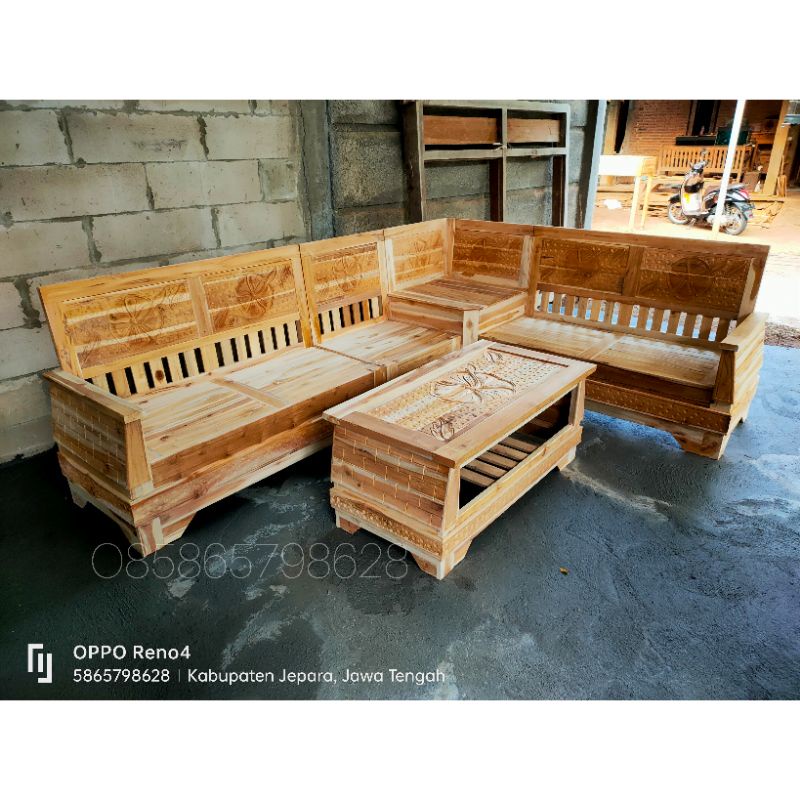 COD  Kursi Tamu Sudut Minimalis Full Kayu Jati kursi tamu minimalis jati mentahan kursi tamu minimal