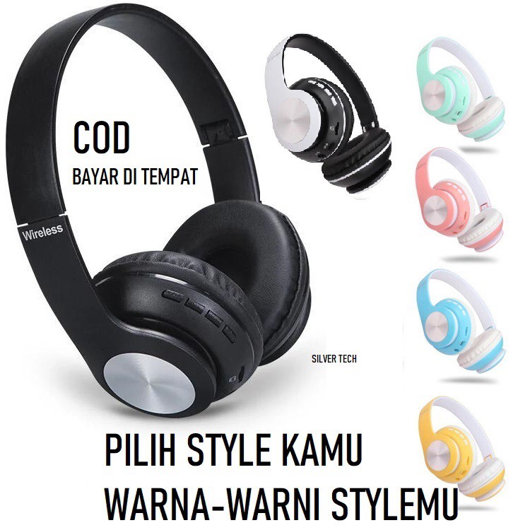 Silvertech Headphone Extra BASS  66BT Macaron Aneka Warna  - bluetooth V5  - 66BT TERMURAH