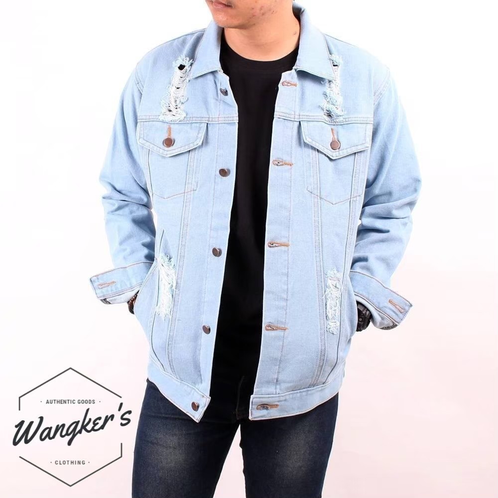 JAKET PRIA DISTRO premium Wangkers /Jaket Jeans Ripped / Jaket Jeans Sobek Destroy