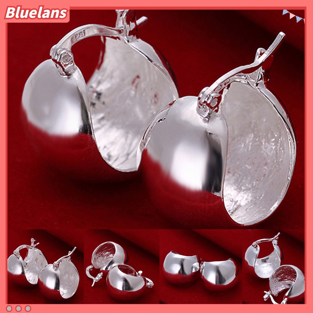 Bluelans Anting Hoop Lapis Silver Untuk Wanita