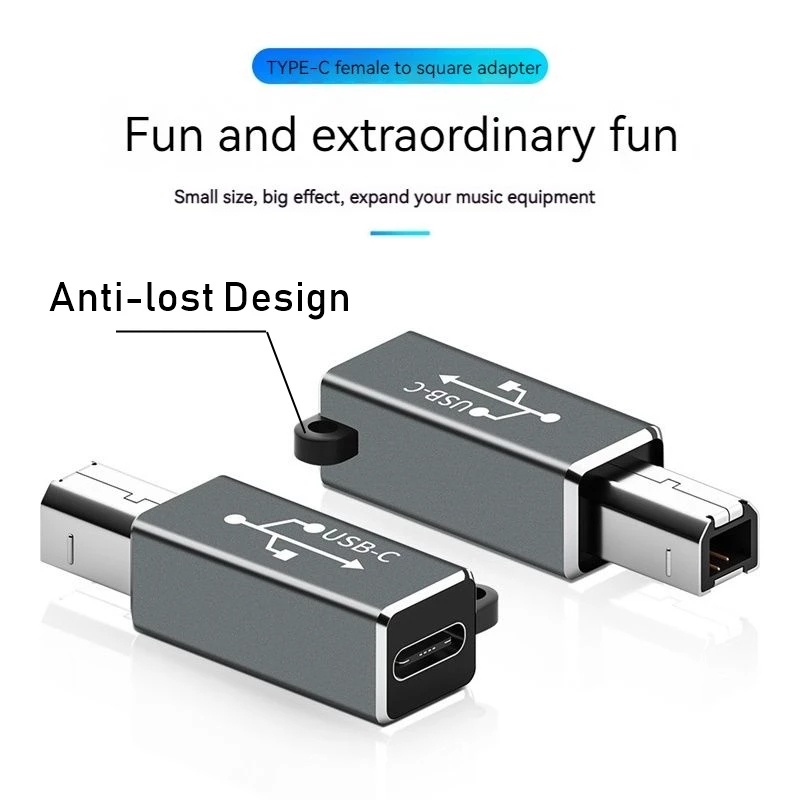 Adapter Konverter Data USB Tipe-C Female Ke USB B Male Anti Hilang Bahan Metal Untuk Printer / Drum / Organ / Piano Elektrik