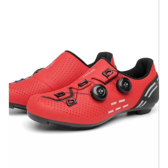 Sport Sepatu Sepeda Multi Cleat Roadbike MTB 2 BOA Bicycle Shoes Cleats Sepatu Gowes Cleat Sepeda Road bike MTB Red